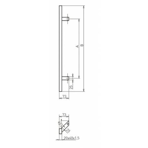 Tirador Para Puerta Individual Inoxidable Cuadrado Cua